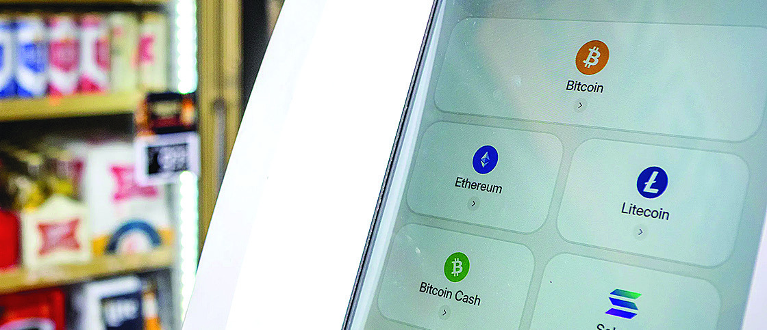 A cryptocurrency kiosk inside a convenience store on Airport Boulevard in Austin on July 7, 2026. Aiden Gonzalez/The Texas Tribune