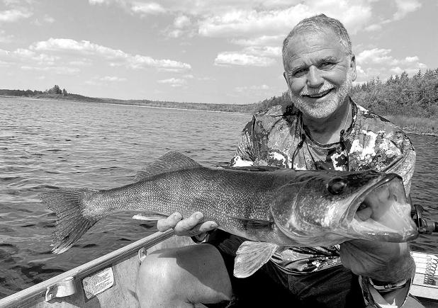 Jeff Rice shows off one of many big walleye landed on the last trip.