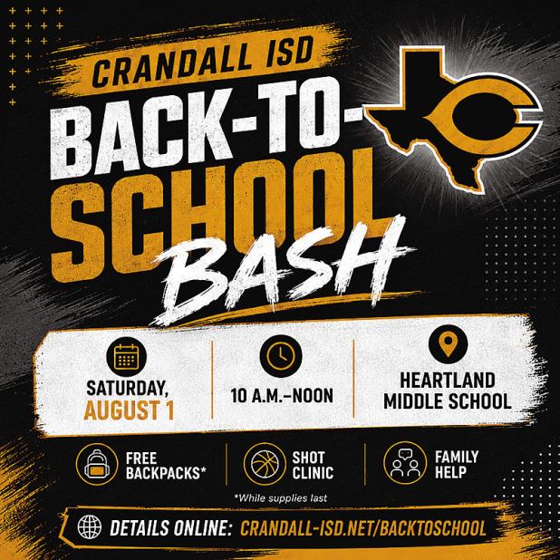 Crandall ISD Families: Get Ready for the New School Year at our Back-to-School Bash!