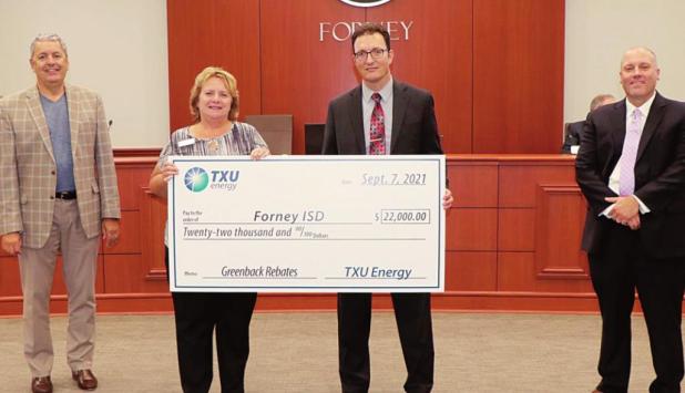 TXU Energy Presents Forney ISD with $22,000 Rebate Check