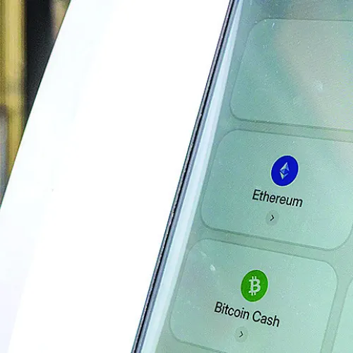 A cryptocurrency kiosk inside a convenience store on Airport Boulevard in Austin on July 7, 2026. Aiden Gonzalez/The Texas Tribune