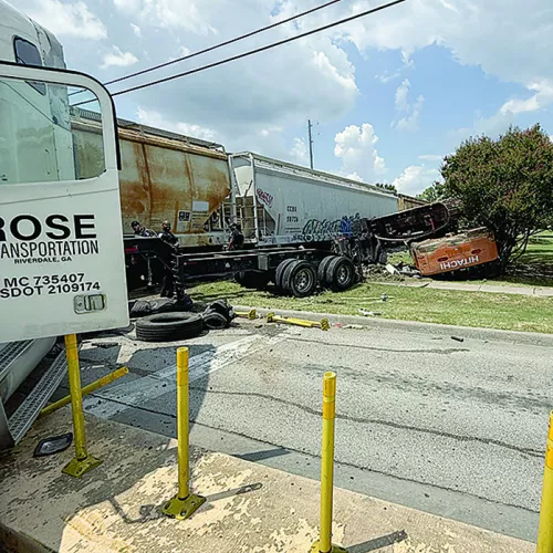Train and Semi-Truck Collision in Downtown